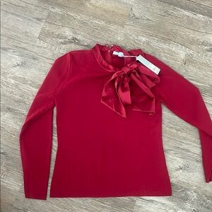 ANTONIO MELANI Red Long Sleeve Tie Front Blouse